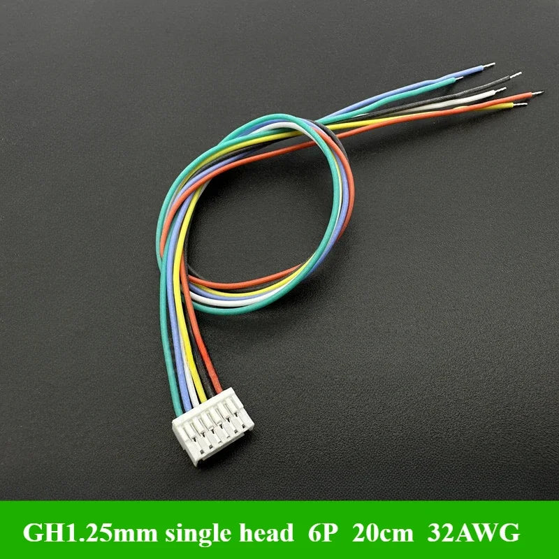 Micro JST GH 1.25 2P 3P 4P 5P 6P Male Female Connector With Wire 20cm Cable GH1.25 Single Double Connector 32AWG silicone wire