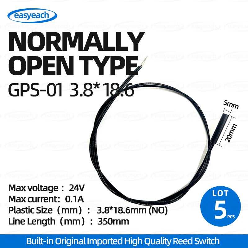 5pcs GPS-01 Reed switch 4x18mm 5x15/20/25mm 6x30/38mm NO/NC 6*38mmHP normally Open/closed Magnetron proximity Sensor GPS-01A /B