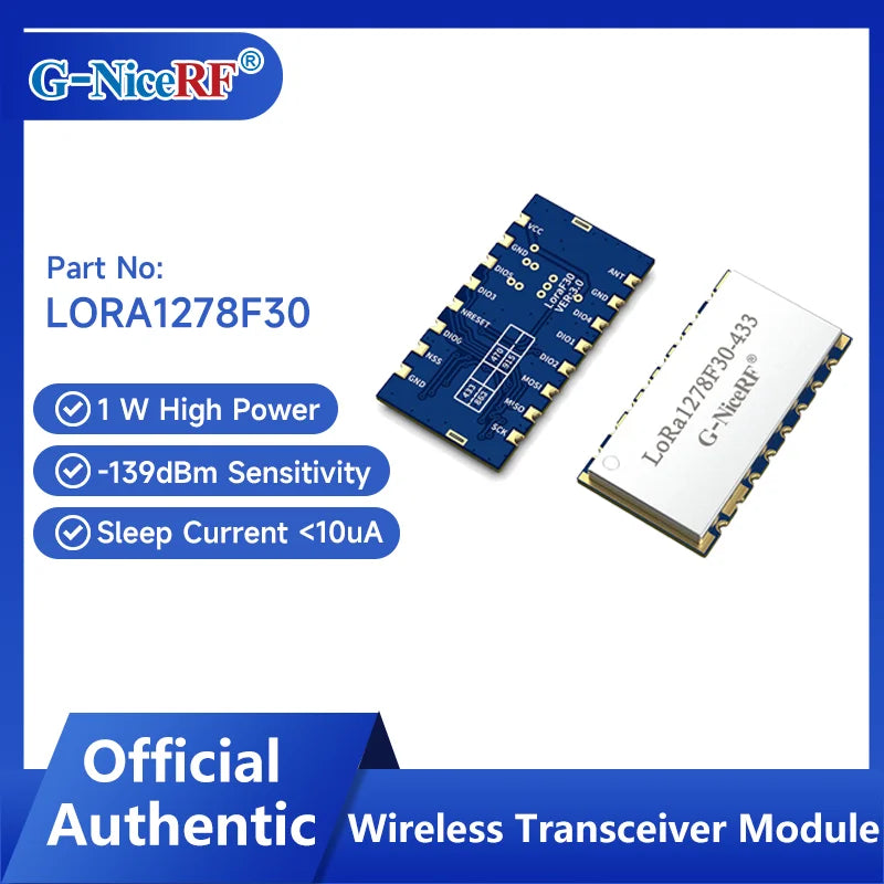 G-NiceRF | 2PCS LoRa1278F30 1W High Power 433MHz/470 MHz SX1278 6-8 KM Long Distance RF Wireless LoRa Module SPI Interface