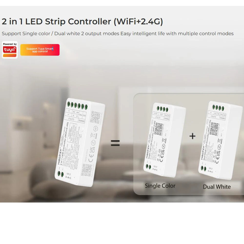 Miboxer Tuya APP Smart Controller WiFi+2.4G FUT035W+ 2in1 FUT037W+ 3in1 DC12-24V Single Color Dual White RGB RGBCCT LED Strip