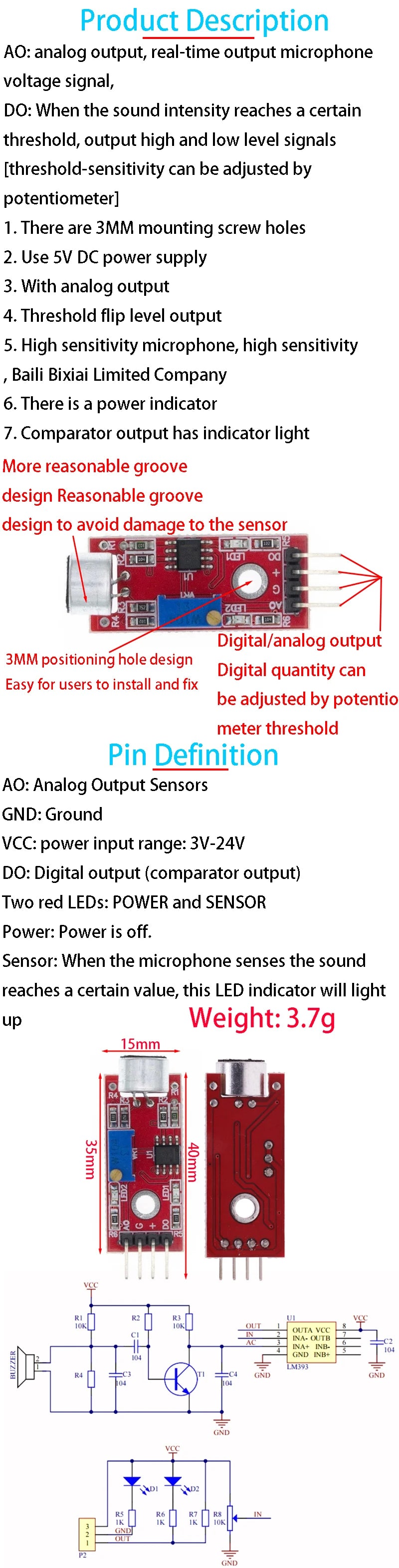 MAX4466 MAX9814 KY-037 Sound sensor module voice control sensor switch sound detection whistle switch amplifier microphone