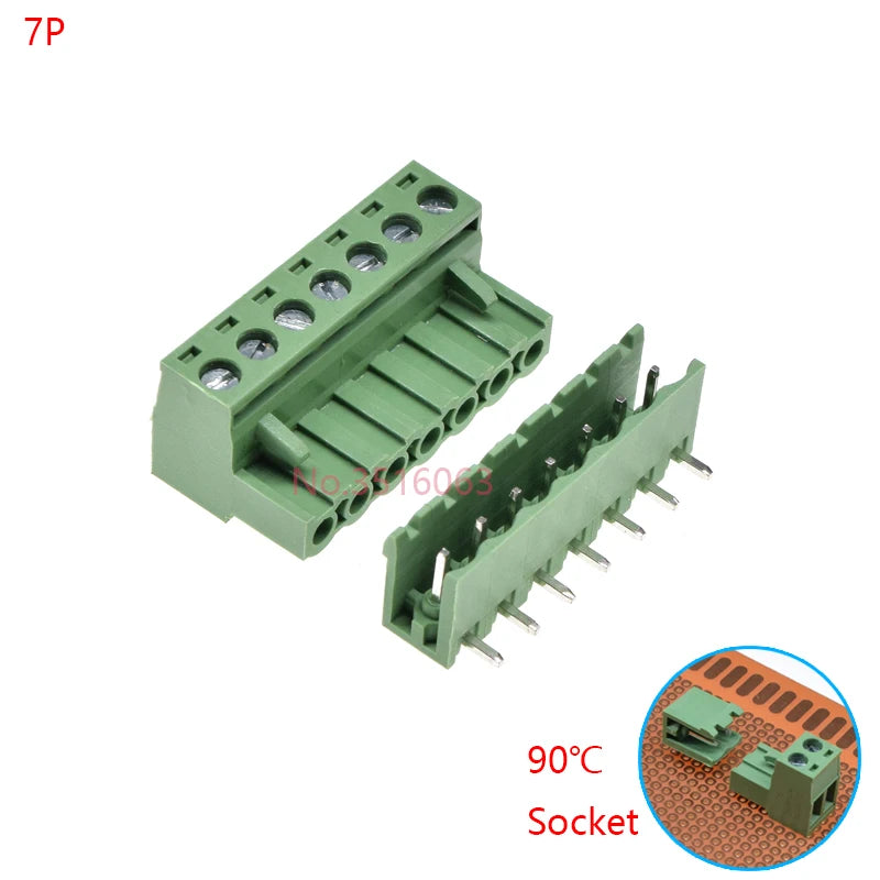 10Sets 2edg 2/3/4/5/6/7/8/9 Pin Screw Terminal Block Connector 5.08mm Pitch Plug + Straight Pin Header Socket For Pcb 2p 3p 4p