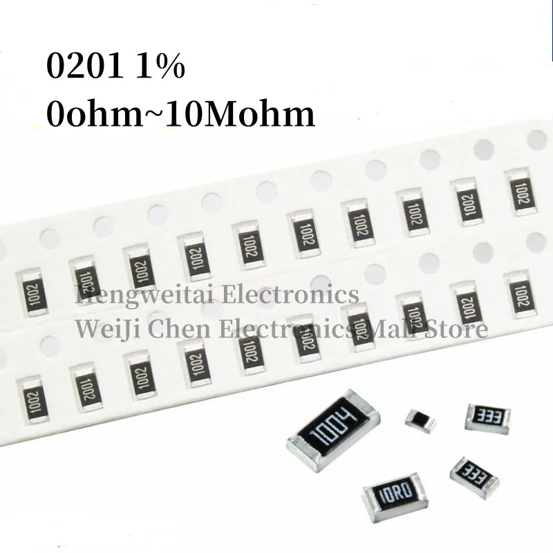 20pcs 1% 0201 SMD resistor 0R-10M 1/20W 0 1 10 100 150 220 330 ohm 1K 2.2K 4.7K 10K 100K 1R 10R 100R 150R 220R 330R 1M 10M