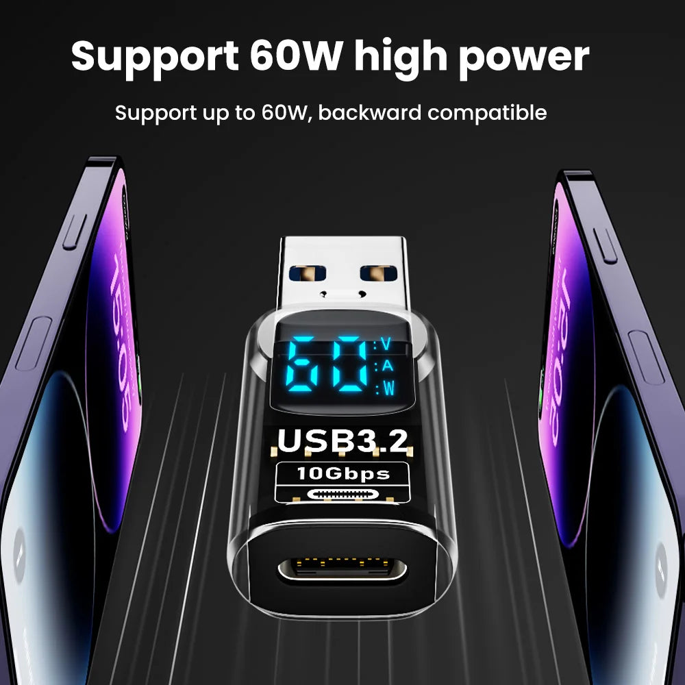 NNBILI USB 3.2 Digital Display Adapter 10Gbps USB Male TO USB Female Converter Fast Charging Data USB C Adapter For PC Laptop