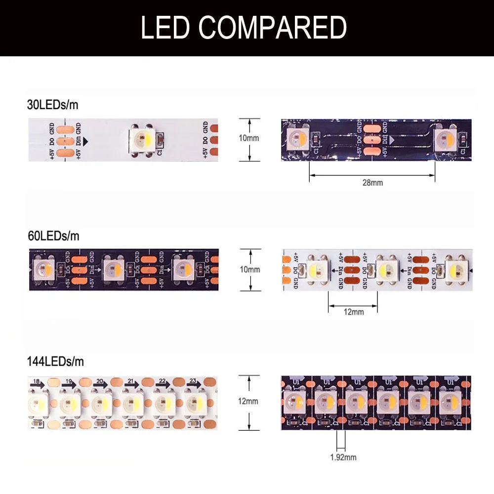 SK6812 4 in 1 RGBW Led Strip Light Similar WS2812B Individual Addressable RGBWW Led Lights 30 60 144Leds/m IP30 65 67 DC5V