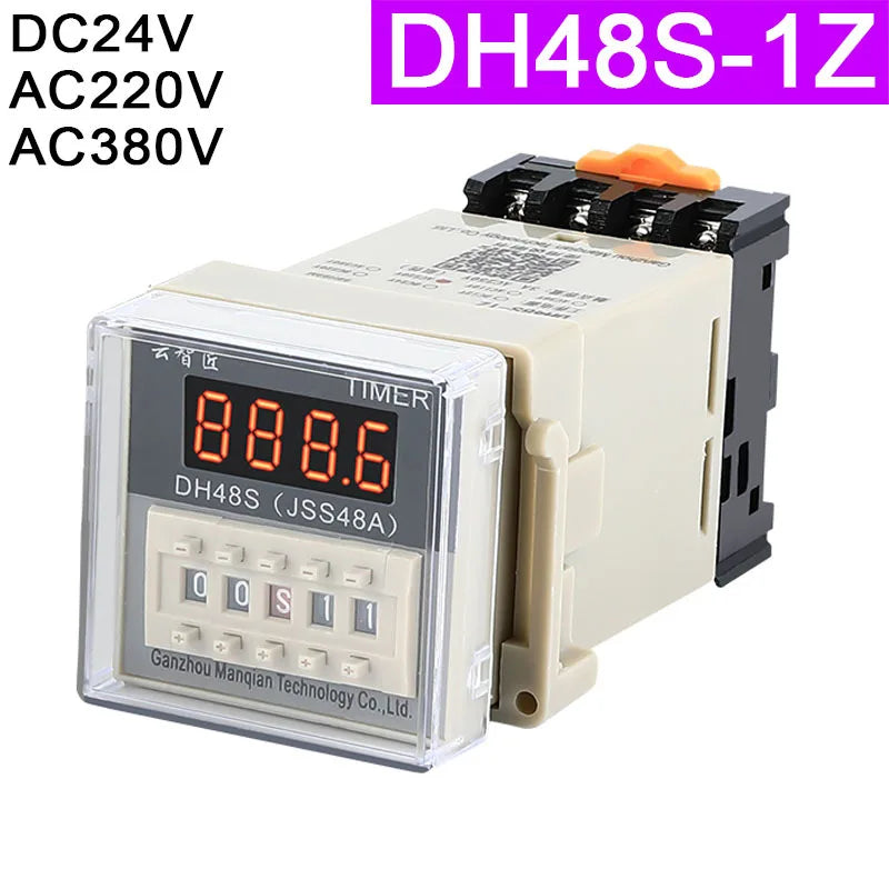 DH48S DH48S-1Z Digital Display Time Relay 220V 24V 12V A Set Of Power On Delay Timer AdjustAble