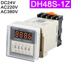 DH48S DH48S-1Z Digital Display Time Relay 220V 24V 12V A Set Of Power On Delay Timer AdjustAble