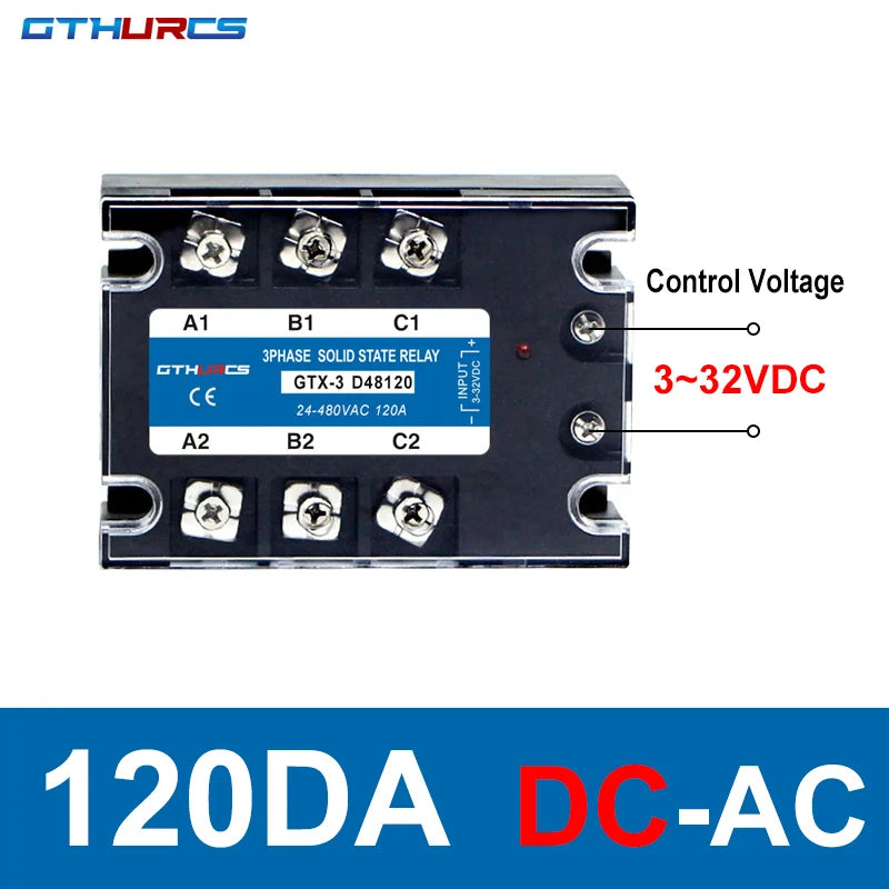 DC-AC AC-AC Three Phase Solid State Relay 3-SSR 10A 25A 40A 60A 80A 100A 120A 200A 70-280V AC Control 24-480V 40AA 40DA