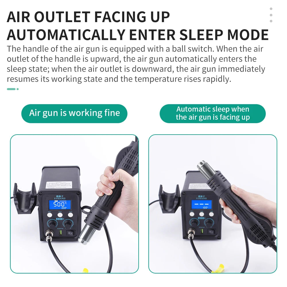 LUXIANZI 8589D+ 2 IN 1 Hot Air Gun Soldering Station With LED Digital Display For BGA PCB IC Repair Tool SMD Rework Station