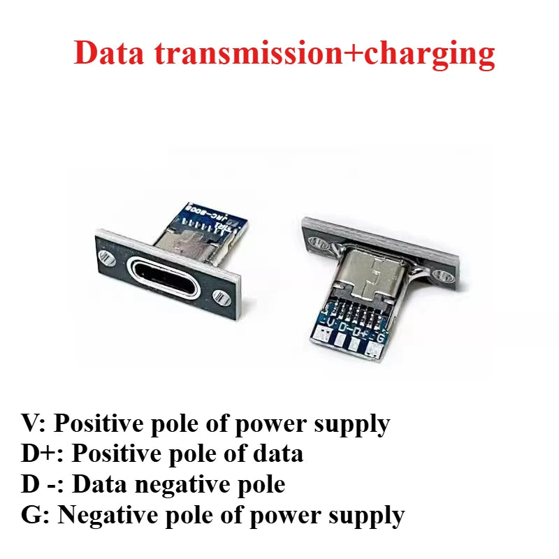 5/10pcs Type-C USB Jack 3.1 Type-C 2/4/6 Pin Female Connector Jack Charging Port USB 3.1 Type C Socket with Fixing Plate