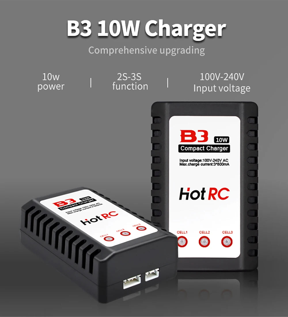 HotRC A400/B3 10W Balance Charger 2S/3S/4S Cells 100V-240V AC EU/US Plug Lipo Battery Fast Charger Remote Control Car Charger
