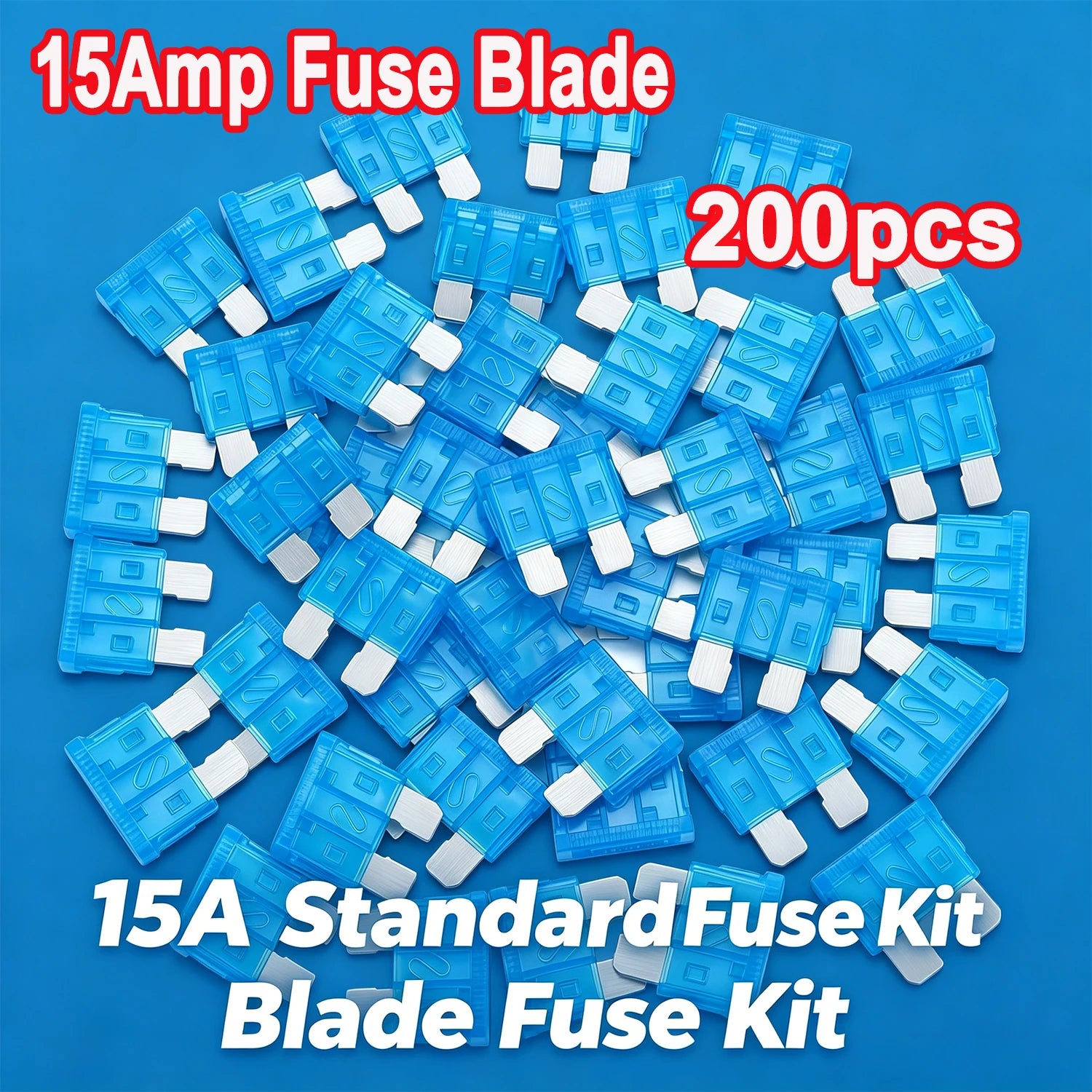 30-200PCS 15A Standard Blade Fuses Kit Automotive Car Fuse Truck ATC/ATO Assortment for RV Boat Trailer