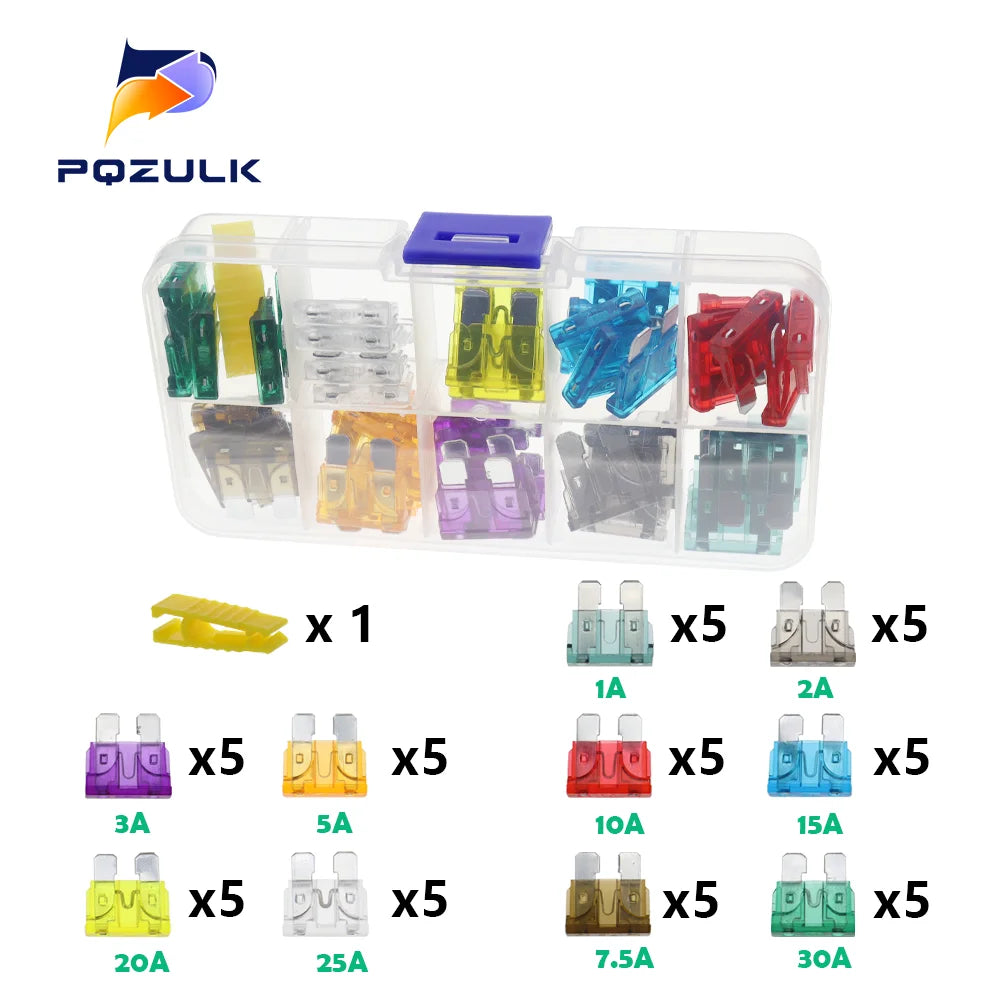 Profile Medium Mini Micro2 Size Blade Type Car Fuse Assortment 5/7.5/10/15/20/25/30/35A Fuse Set Auto Car Truck with Box Clip