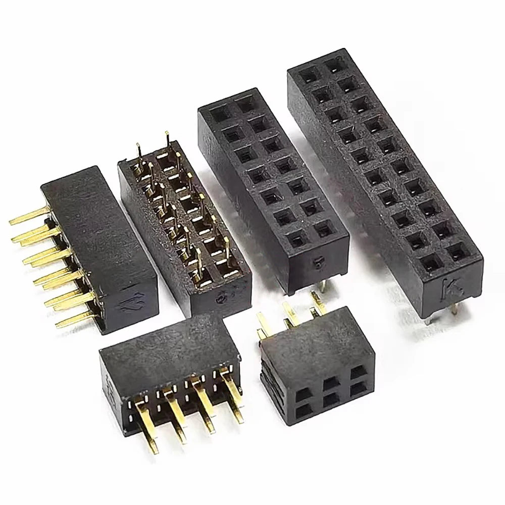 20pcs 2.0mm Pitch Straight Short Plastic Height2.0/4.3/6.35mm Dual Row Dip 2X3/5/7/9/10-40P PCB Socket Gold Female Pin Header