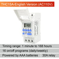 THC15A Digital Timer Switch Programmable Time Switch 30A DIN Rail Weekly Timer Relay 12V 24V 110V 220V LCD Controller