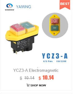 YCZ2 Electromagnetic Switch 4/5 Pin 110V/220V Momentary(Reset) On Off Red/green Push Button Emergency Stop Replace KJD17