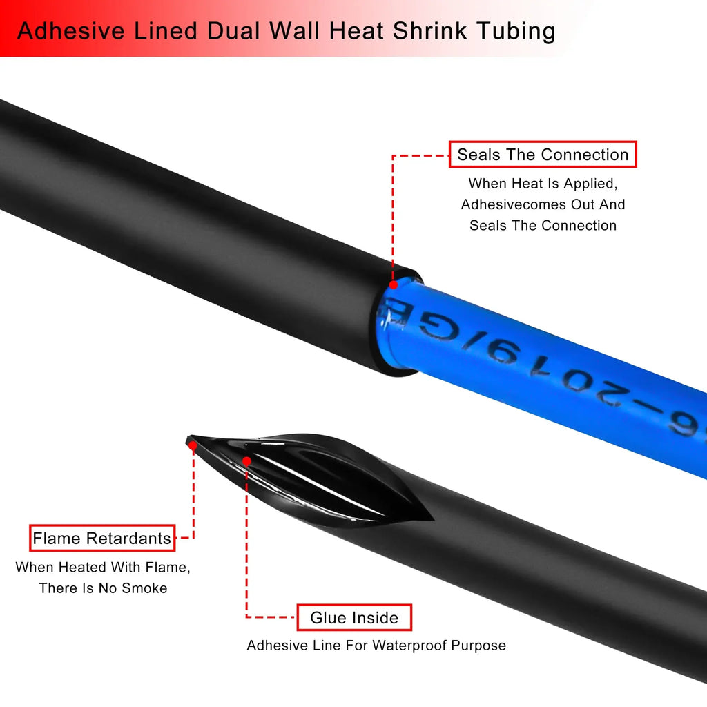 Dual Wall Heat Shrink Tube with Glue Electrical Insulation 4/6/8/12/16/20mm Thermoretractile Cable Protection Tubing
