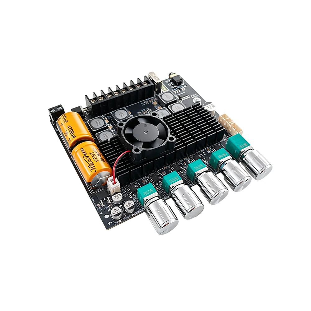 DC12‑24V ZK‑TB22 Audio Amplifier Module 75W+75W+145W+145W 2.2 Channel Bluetooth AUX USB PC Input Treble Bass Adjust