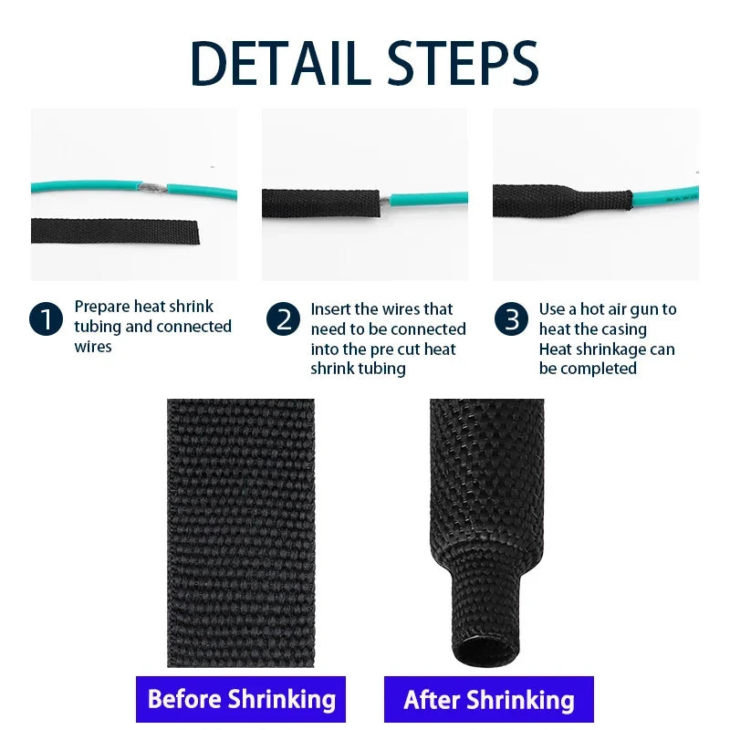 1~50m Braided Cable Sleeve Diameter 4~30mm PET Heat Shrink Tube Insulation Flam Retardant Shrinkable Wire Wrap Sheath Organizer