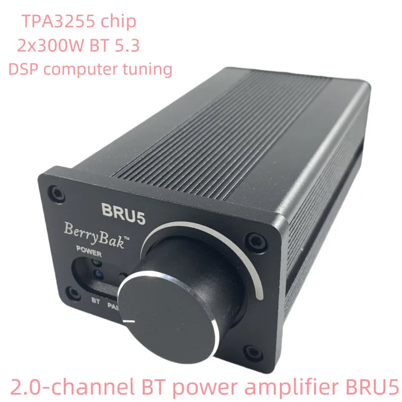 (1 piece) BRU5 TPA3255 chip, 2x300W BT power amplifier, BT5.3 module, 2.0 stereo high-power DSP tuning