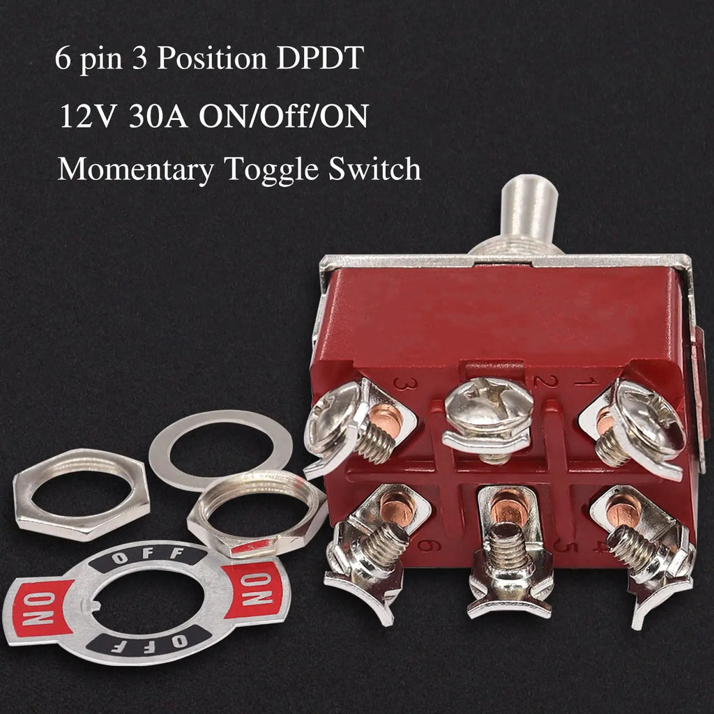 5pcs Momentary Toggle Switch DPDT (ON)-Off-(ON) 6 Terminal 3 Pin Toggle Switches 12V Heavy Duty Rocker Toggle Switch waterproof