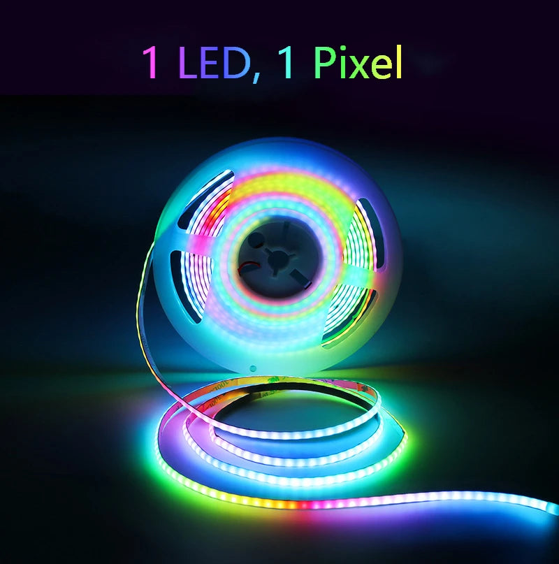 12V 5V SPI RGB PixelCOB LED Strip Light For Carft DIY Decor Gamer 160LED/m Addressable 5mm Dream Color WS2812B LED Tape RGB-IC
