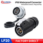 CNLINKO LP20 2/3/4 Pin IP68 Waterproof Quick Circular Connector Panel Mount Electrical Power Connector for Outdoor Eqiupments