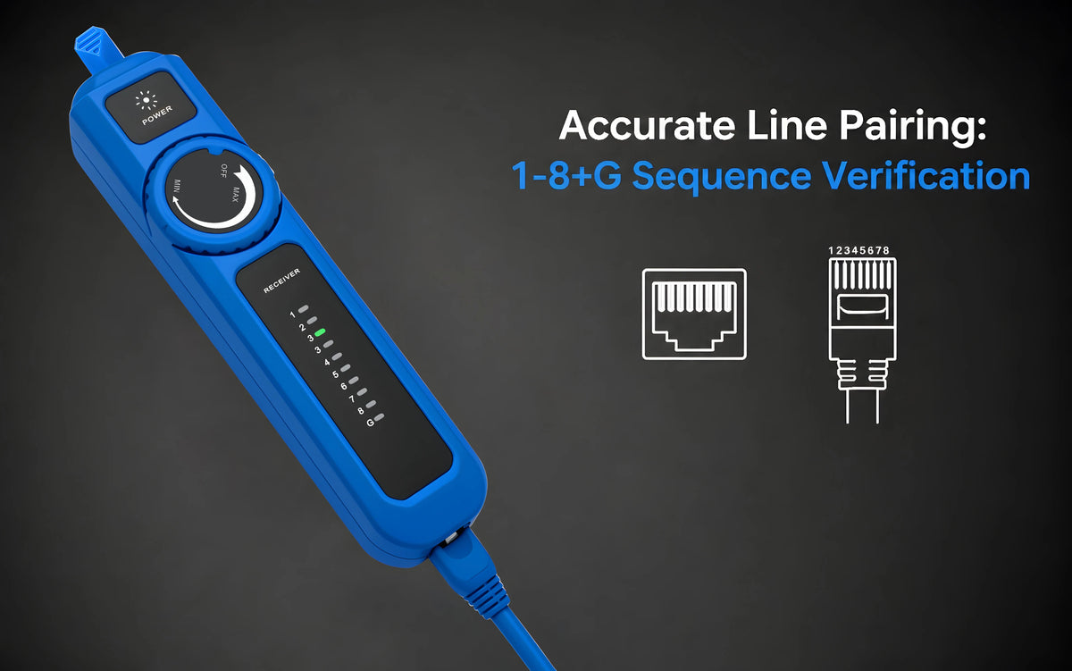 Network Cable Tracer Tester RJ45 RJ11 Digital Wire Finder LAN Telephone Line Locator CAT5 CAT6 PoE Burnout Protection