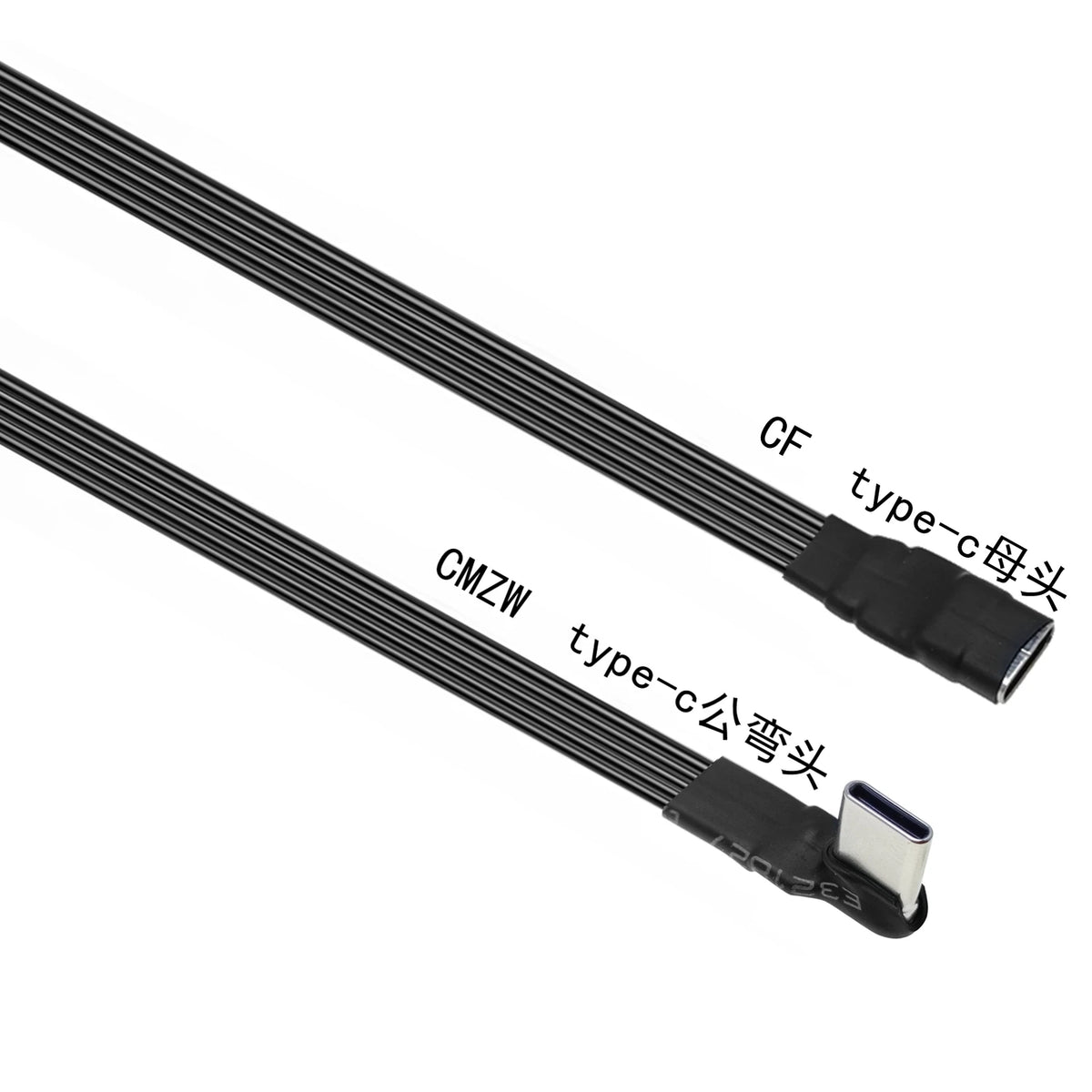 5CM 10CM 30CM USB 2.0 Type-C Flat Cable Extension FPC Cable USB 2.0 USB-C 90° Up/Down Angled Plug 5CM-1M