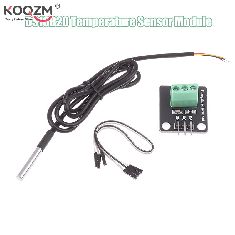 DS18B20 Temperature Sensor Module Waterproof Digital Sensor Cable Stainless Steel Probe Terminal Adapter For Arduino