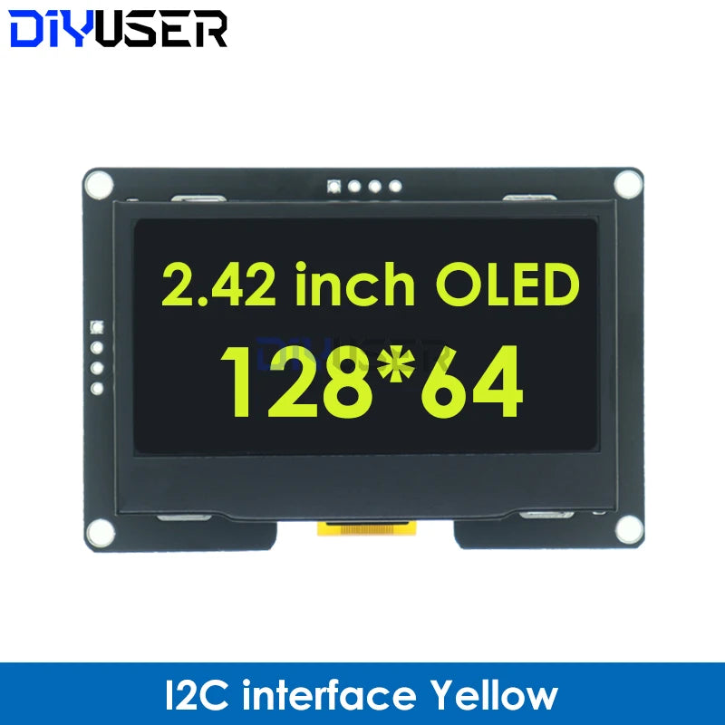 DIYUSER 2.4" 2.42 Inch 128x64 OLED LCD Display Module SSD1309 12864 4 Pin IIC I2C SPI Serial Interface C51