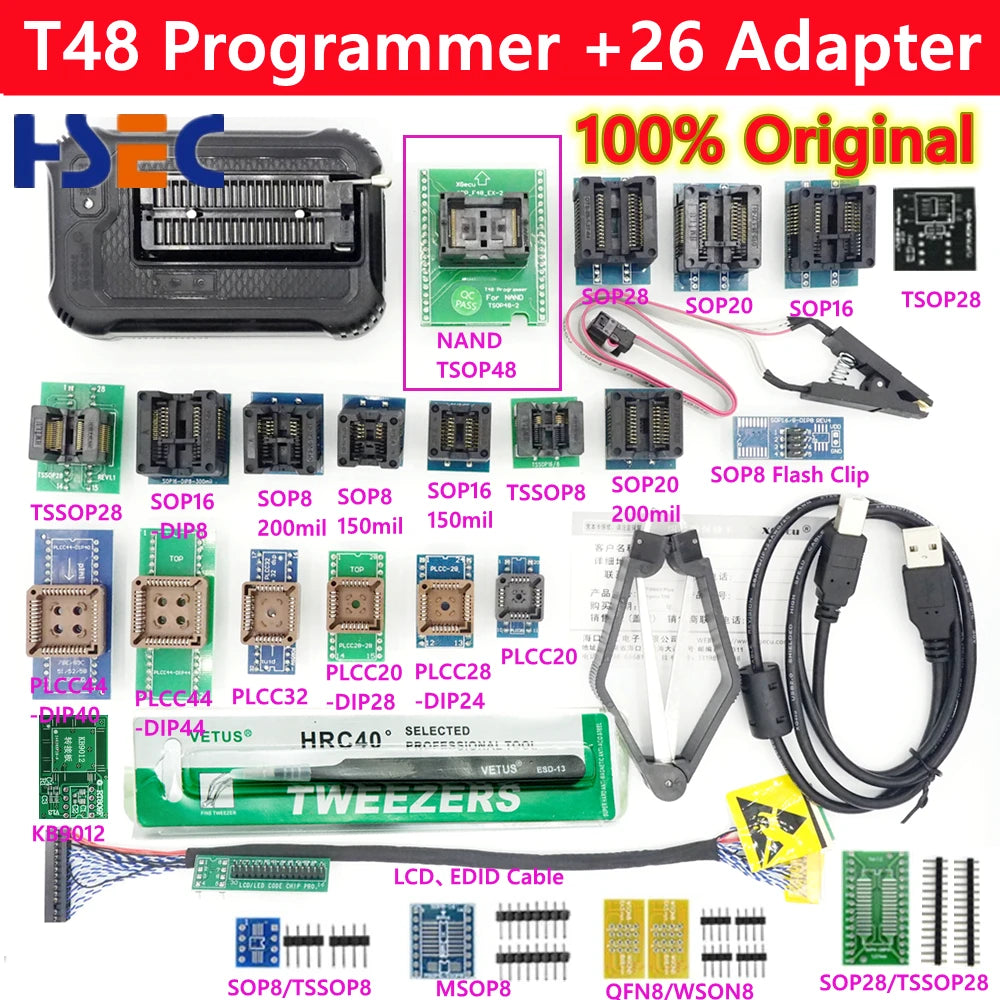 100% Original XGecu T48 [TL866-3G] programmer EPROM/MCU/SPI/Nor/NAND Flash/EMMC/ IC TESTER/ TL866CS A TL866II plus universal