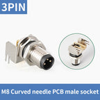 5/10 PCS M8 Male/Female Curved Straight Jack Socket 3 4 5 6 8 Pin Solder IP67/68 Waterproof PCB Panel Connector