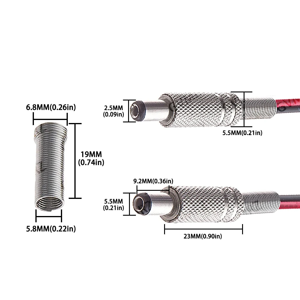 DC099 5.5 x 2.1mm/5.5x2.5mm DC power outlet male female connector adapter with 10cm/20cm Cable  5.5*2.1