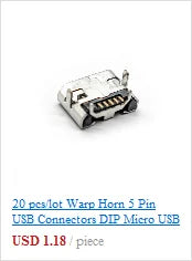 50pcs/lot 5Pin Micro-B SMD Micro USB Connector Female Port Jack Tail Sockect Plug For Android phone data connector