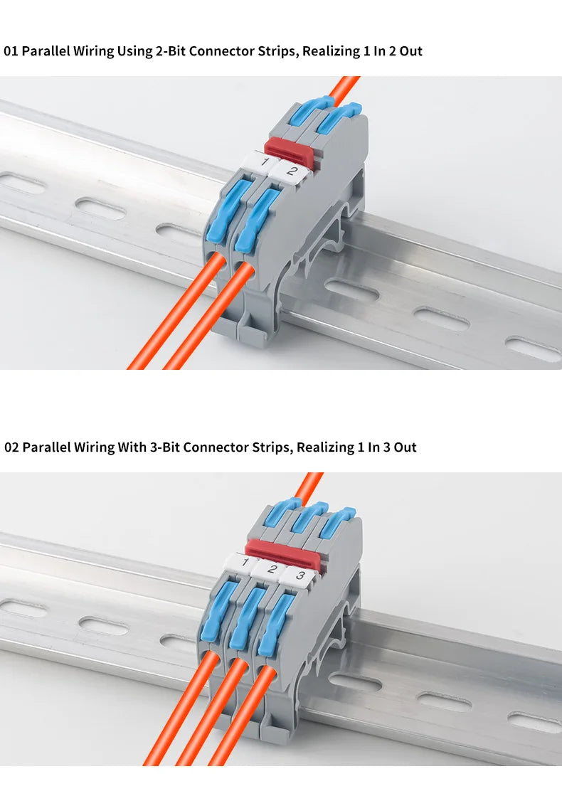 6MM DIN Rail Terminal Blocks Free Splicing Compact Quick Lever Wiring Connector Spring Cable Connection Terminal Press 32A 450V