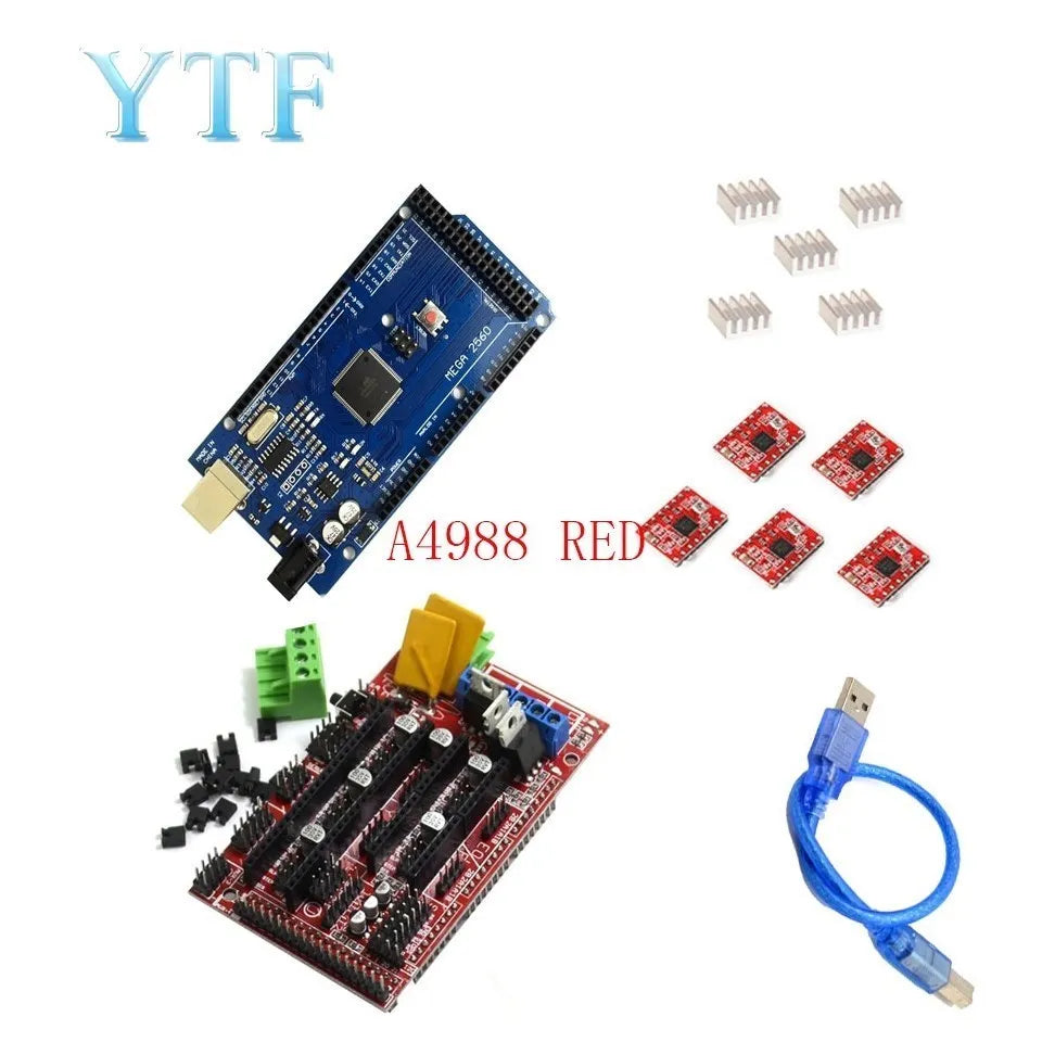 Mega 2560 R3 1pc RAMPS 1.4 control panel 5pcs DRV8825 or A4988 Stepper Motor Drive 3D Printer Parts
