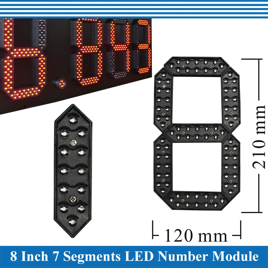 4pcs/lot 8' Outdoor 7 Seven Segment LED Digital Number Module for Gas Price LED Display Module