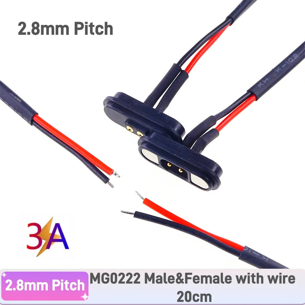 3A Magnetic Spring Loaded Pogo Pin Connector 5-24VDC 2/3/4 Pin Male Female Blind Led Lamp Snap-on JST SM JR Servo Extended Cable