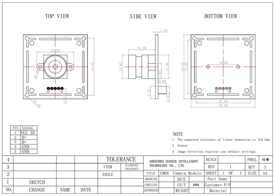 GXIVISION IMX298 16MP USB Camera Module HD 4656x3496 10fps,For High-speed Scanner,Wide-Angle,Windows Android Linux,Drive Free