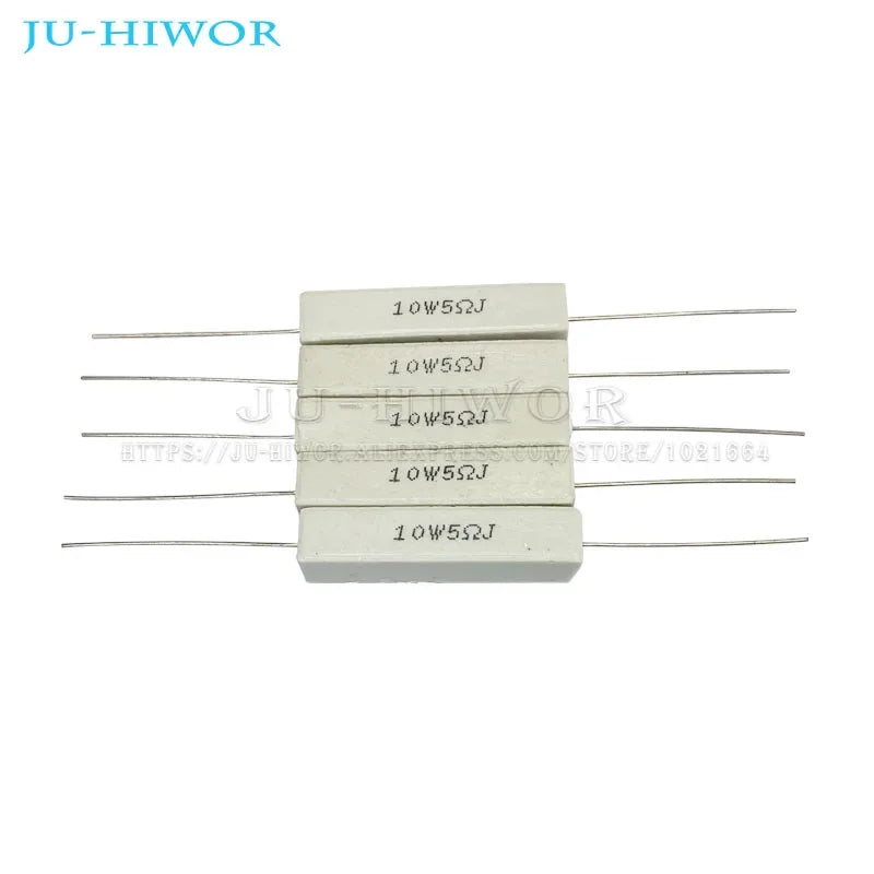 5pcs 10W 5% SQP Cement Resistor 0.1 0.22 0.33 0.5 1 1.2 1.8 2 2.2 3 3.3 3.6 4.7 5 8 10 15 20 25 30 100 K R ohms Power Resistance