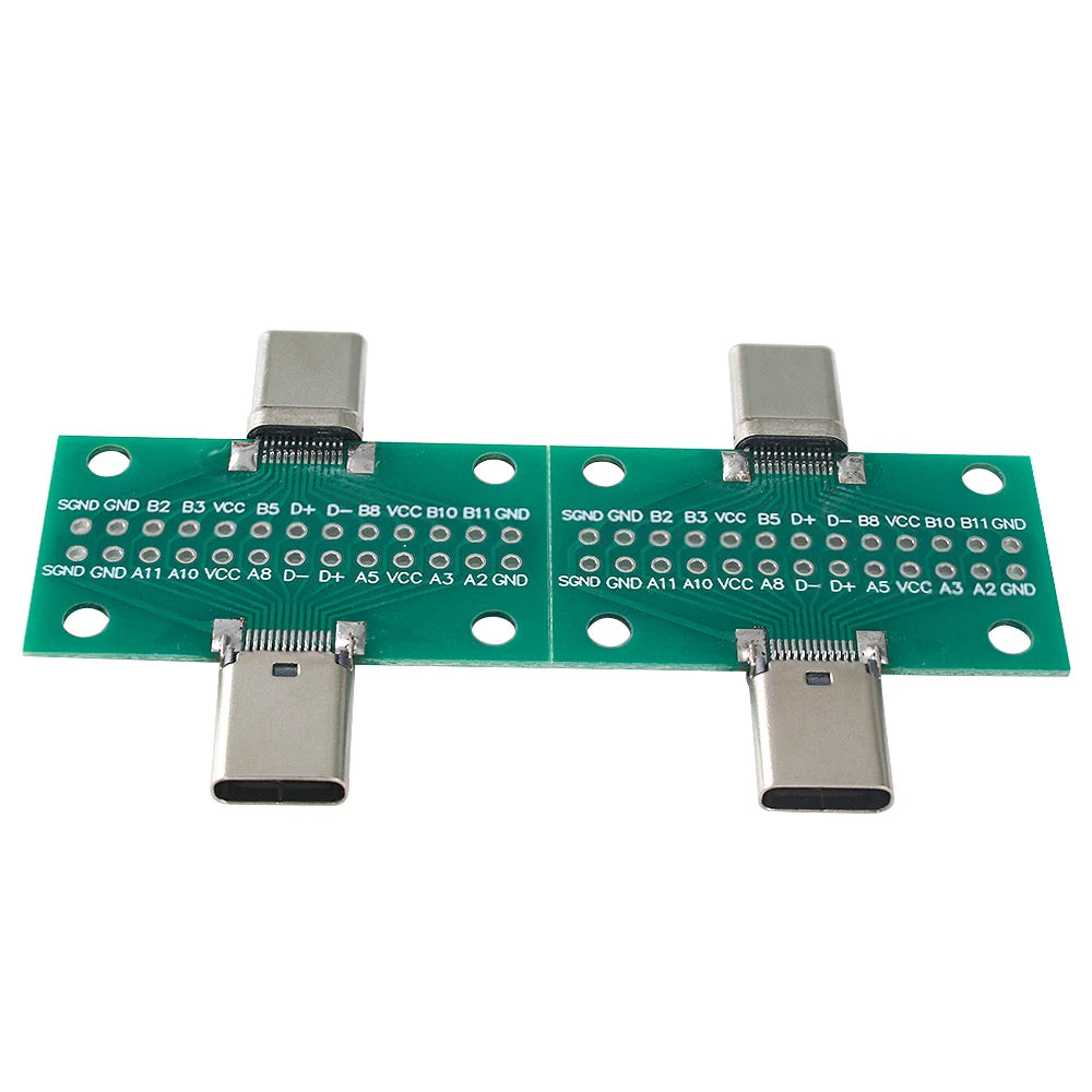 2PCS Type-C Male To Female Adapter Test Board Type-C Male/Female PCB Board 24Pin 2.54mm Connector Socket PCB Universal Converter