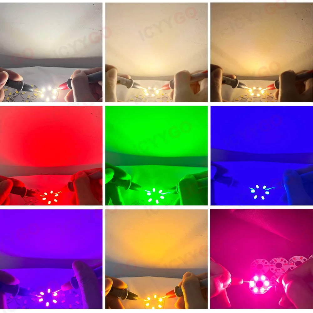 10 Pieces LED 3W 5V USB Light Board SMD 5730 Chip Red Green Warm White Yellow Purple Round Changing Light Source With 20 Cm Cabl