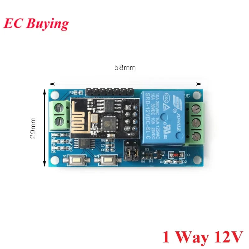 ESP8266 ESP-01 WiFi Relay 1 2 4 Way Channel 5V 12V Things Smart Home Remote Control Switch ESP01 Wireless Module Phone APP
