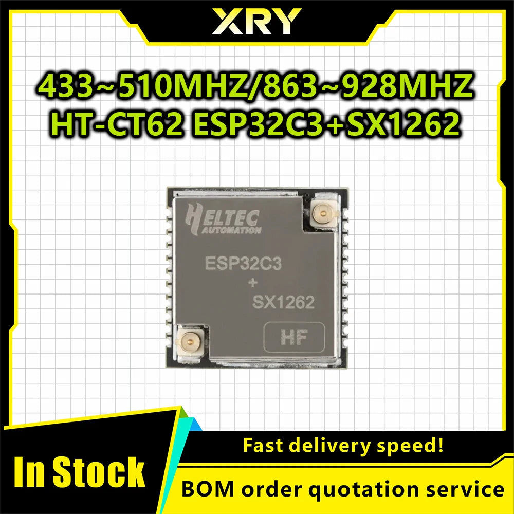 XRY 1PCS HT-CT62 ESP32C3 SX1262 Bluetooth-compatible BLE LoRa LoRaWAN Node WiFi Wireless Module 433-510MHz 863-928MHz Antenna