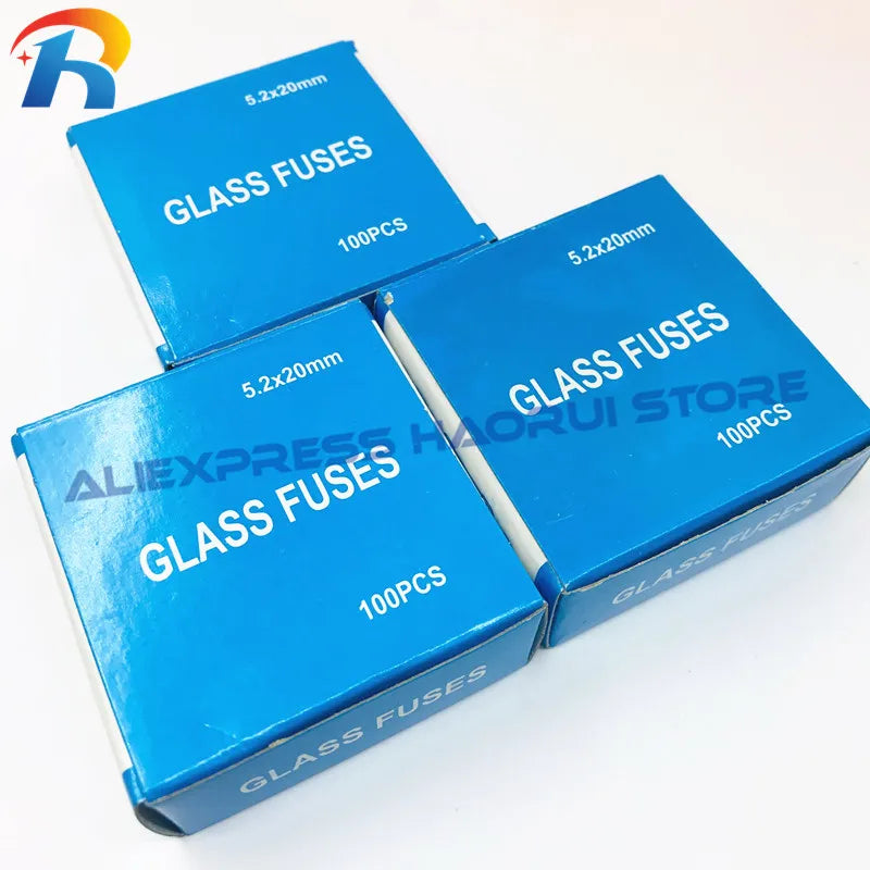 100Pcs Slow Break 5*20mm Delay Fuse Tube 250V T0.5A T1A T2A T3.15A T4A T5A T6.3A T10A T12A T15A T20A Box Glass Fuse Tube Delay