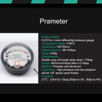 ELECALL EM2000 Differential Pressure Gauge Pa/Kpa/psi/mmH₂O for Air Gas Meters Barometer Pressure for Clean Room
