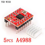 5pcs A4988 StepStick Stepper Driver + Heat sink For Reprap 3D Printer Parts Red Stepper Motor Driver With Heatsink Accessorie