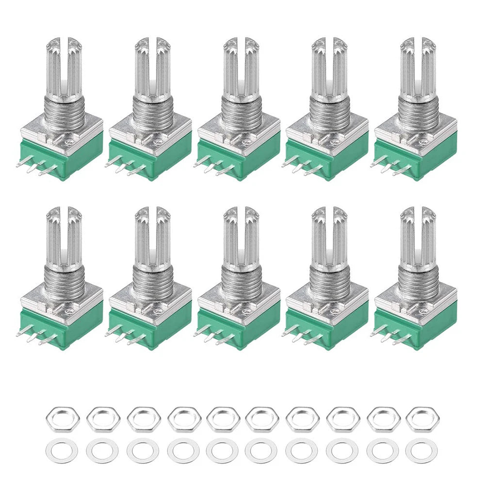 10PCS RK097 RK097N Potentiometer B1K 5K 10K 20K 50K 100K 500K 15mm 3Pin Audio Shaft Amplifier Sealing Potentiometers kit