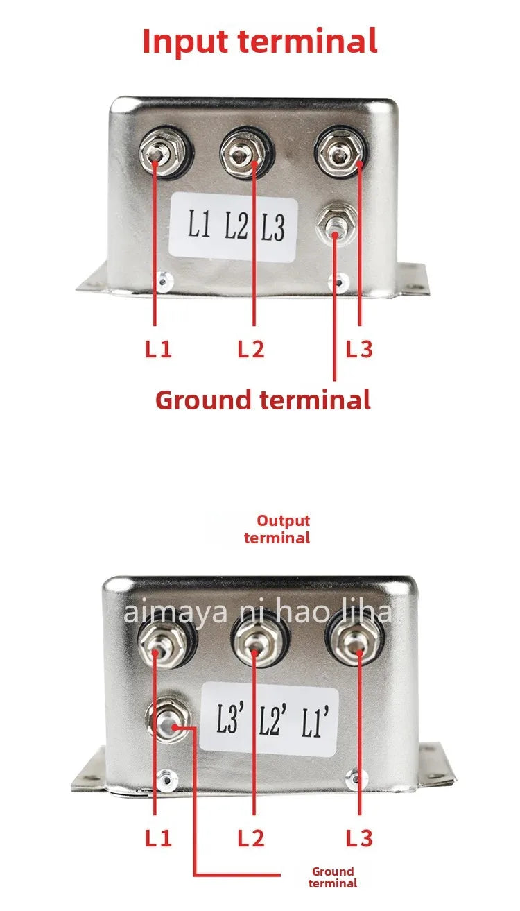 3 Phase AC DC EMI Filter Anti-interference Power Line Filter 380V for Linear Audio Amplifier Purification Socket